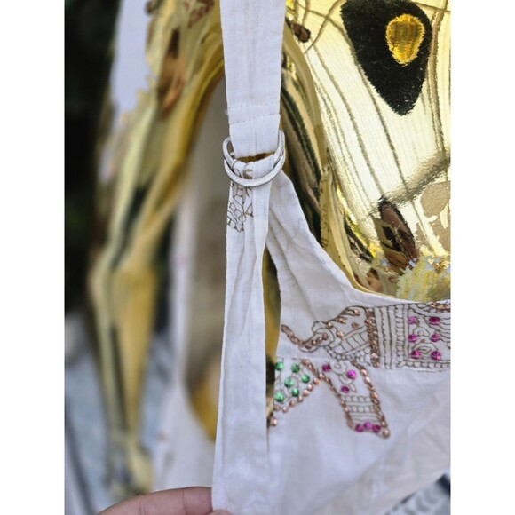 Juliet Dunn London Embroidered Elephant Romper One Size Boho Resortwear India - Picture 10 of 12